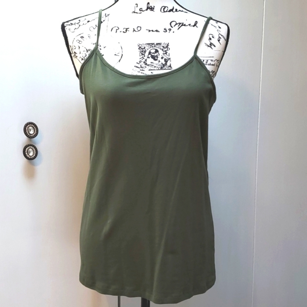 Womens Olive Green Cotton Camisole Sz.Large